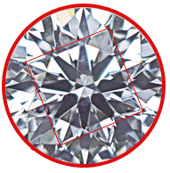 Brilliant diamond round cut showing table square for quality