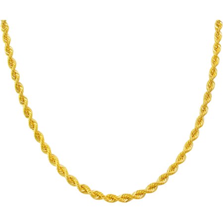 10kt Gold over Sterling Silver Rope Chain, 24"