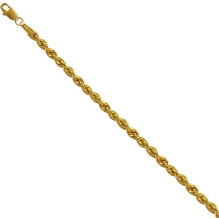 10kt Yellow Gold over Sterling Silver Rope Chain, 22"