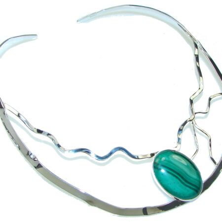 AAA Malachite Hammered Sterling Silver necklace / Choker