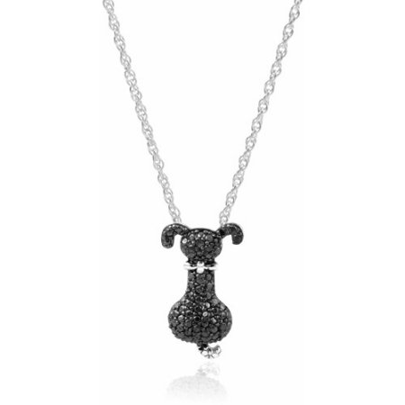 Brinley Co. Women's 0.01 Carat T.W. Black Diamond Accent Sterling Silver Dog Pendant Fashion Necklace