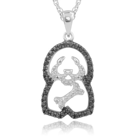 Brinley Co. Women's 0.04 Carat T.W. Black Diamond Accent Sterling Silver Dog Pendant Fashion Necklace