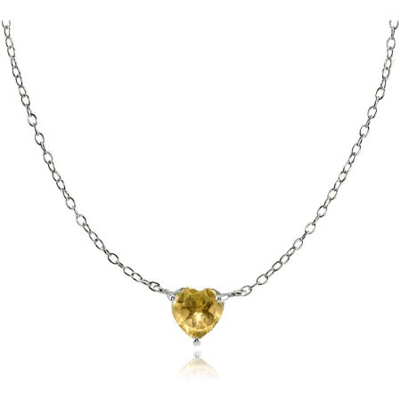 Citrine Sterling Silver Small Dainty Heart Choker Necklace