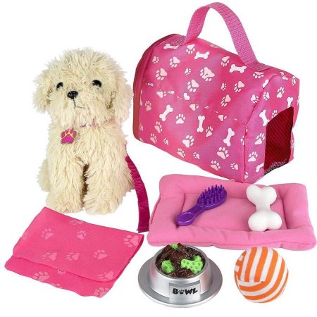 Click n' Play 9 piece Doll Puppy Set and Accessories. Perfect For 18 inch American Girl Dolls