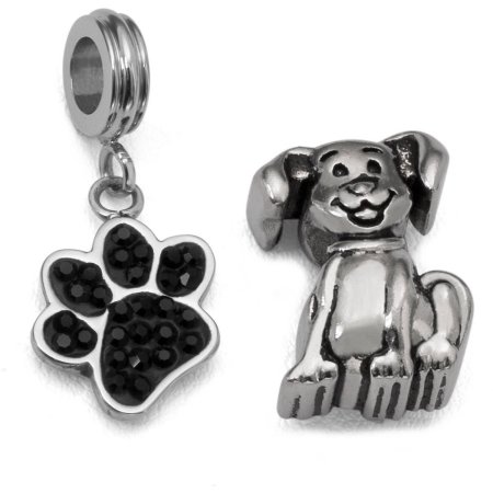 Connections from Hallmark Stainless Steel Dog and Paw Charm Set