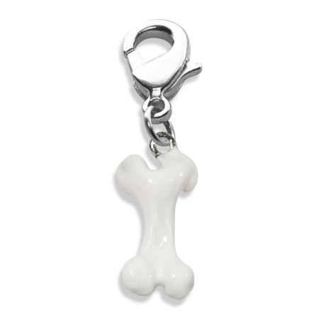 Dog Bone Charm Dangle in Silver