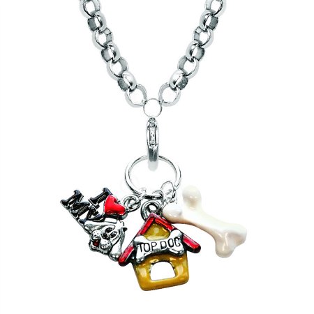 Dog Lover Charm Necklace in Silver