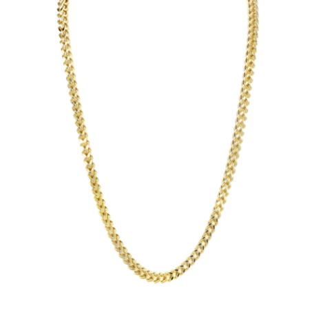 Hollow Mens Franco Chain 10K Yellow Gold 2.2MM-26" Inches