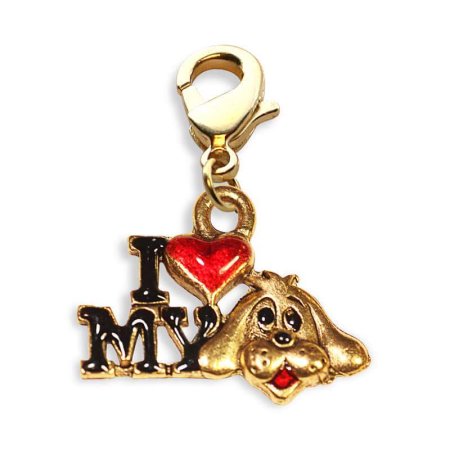 I Love My Dog Charm Dangle in Gold