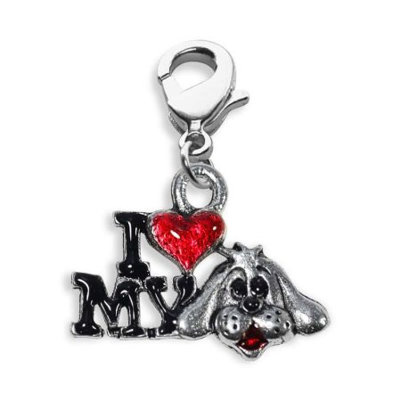 I Love My Dog Charm Dangle in Silver