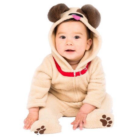Infant Boys & Girls Little Puppy Costume Plush Brown Dog Jumpsuit