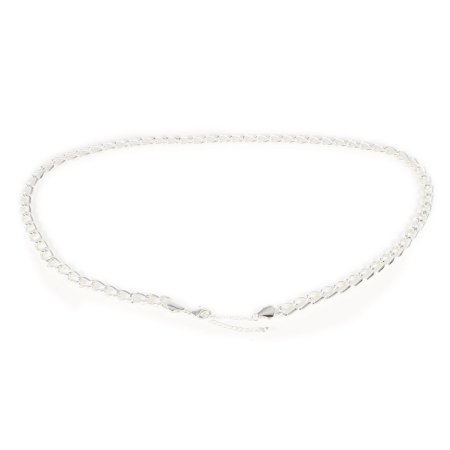 Lobster Clasp Closure Metal Silver Tone Curb Chain Choker Necklace