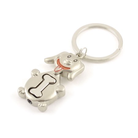 Metal Dual Flat Split Rings Bone Cute Dog Shape Pendant Keyring Keys Holder