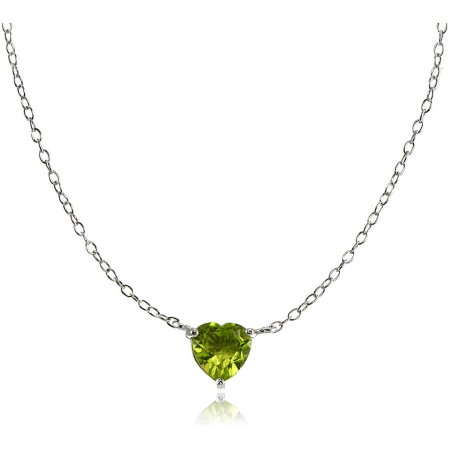 Peridot Sterling Silver Small Dainty Heart Choker Necklace