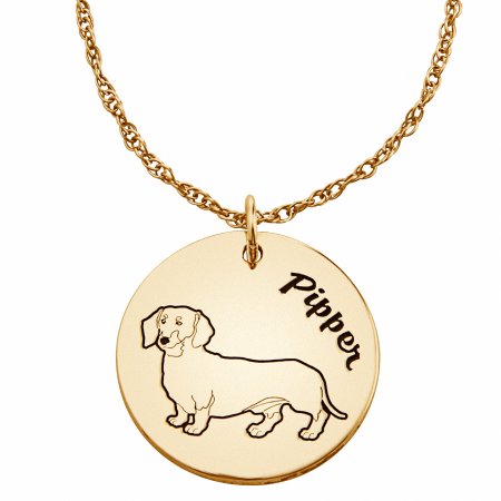 Personalized Gold over Sterling Silver Engraved Name and Dog Breed Pendant