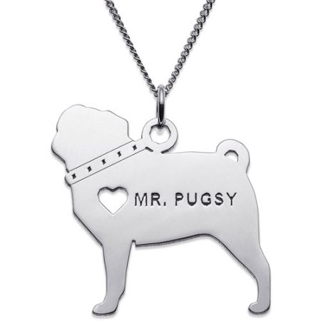 Personalized Sterling Silver Chihuahua Dog Silhouette Pendant