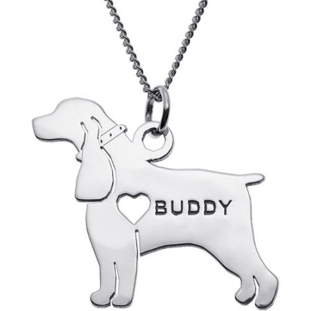 Personalized Sterling Silver Cocker Spaniel Dog Silhouette Pendant