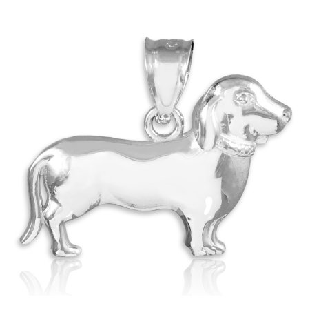 Polished 925 Sterling Silver Weiner Dog Charm Dachshund Pendant