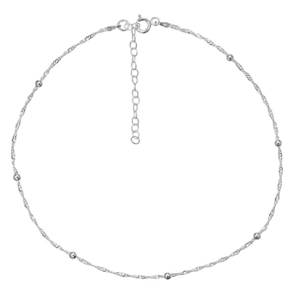 Primrose Sterling Silver Beaded Choker Necklace, Women's, Charcoal