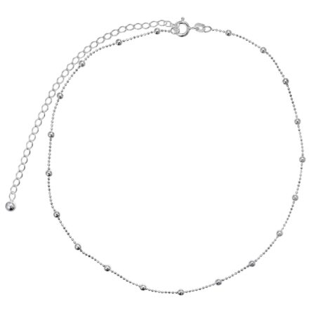 Primrose Sterling Silver Beaded Choker Necklace, Women's, Grey