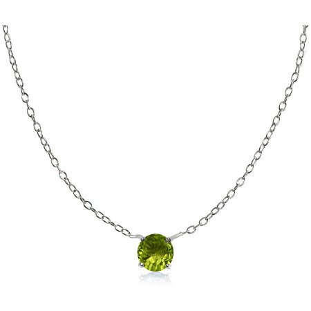 Round Peridot Sterling Silver Small Dainty Choker Necklace