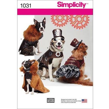 Simplicity Dog Costume Coats and Hats, S-M-L
