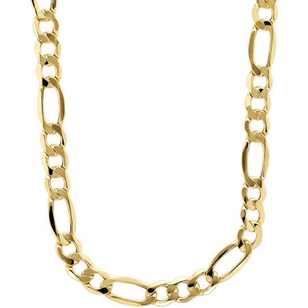 Simply Gold Men's 10kt Yellow Gold 7.55mm Figaro Chain, 22"