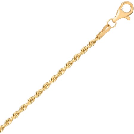 Simply Gold Women's 10KT Yellow Gold 2MM Rope Chain, 18"