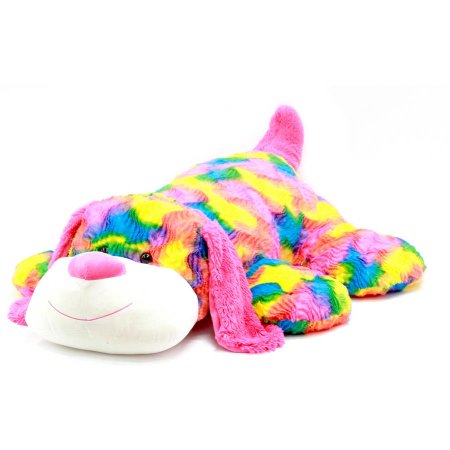 Spark 39" Stuffed Plush Fluffy Floppy Animal, Rainbow Puppy