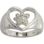The Humane Society of the U.S. Sterling Silver and CZ Dog Paw Heart Ring