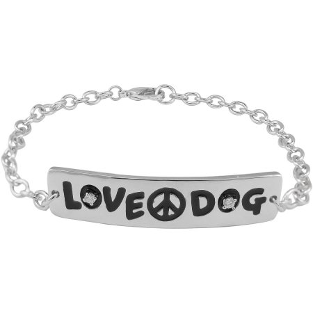 The Humane Society of the U.S. Sterling Silver and CZ "Love Dog" Bracelet, 7.25"