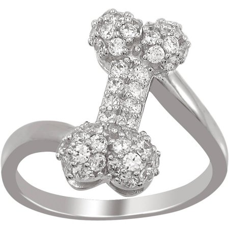 The Humane Society of the U.S. Sterling Silver and Pave CZ Dog Bone Ring