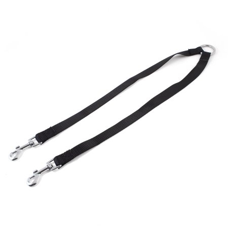 Unique Bargains Nylon Double Head Design Trigger Hook Pet Dog Doggy Leash Rope Black