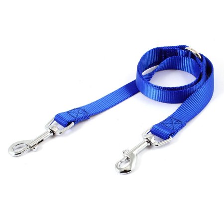 Unique Bargains Pet Dog Doggie Metal Double Trigger Hook Style Leash Rope Blue