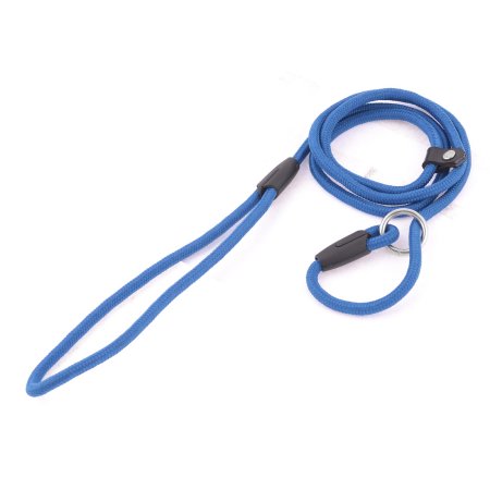 Unique Bargains Pet Doggie Blue Twisted Rope Pulling Neck Leash Strap 55" Long