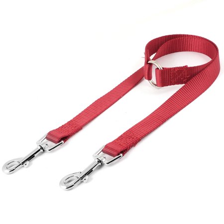 Unique Bargains Red V Shaped Dual Head Trigger Hook Pet Dog Doggy Leash Rope