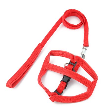 Unique Bargains Trigger Hook Release Buckle Adjustable Pet Dog Harness Halter Leash Red