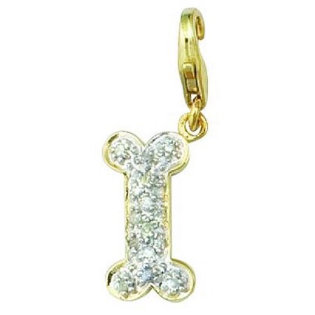 Women's Diamond Accent 14kt Yellow Gold Dog Bone Clip-On Charm