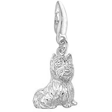 Women's Sterling Silver Large Westie 3D Dog Clip-On Charm