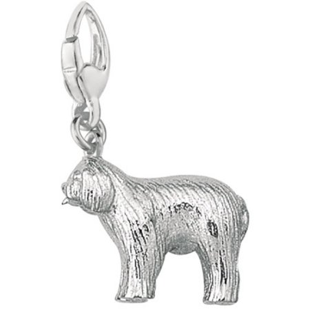 Women's Sterling Silver Old English Sheep Dog Clip-On Charm