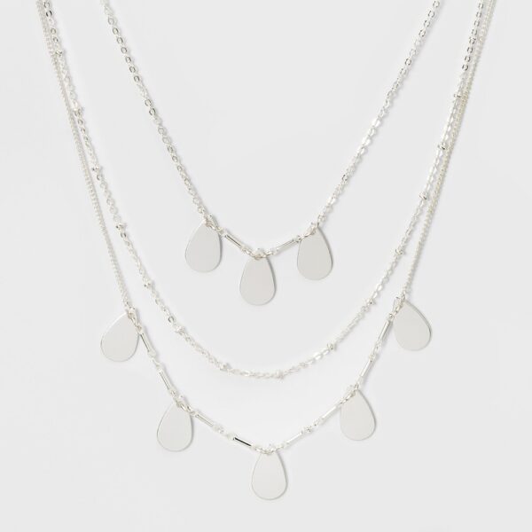Choker with Tear Drop Stampings - Silver