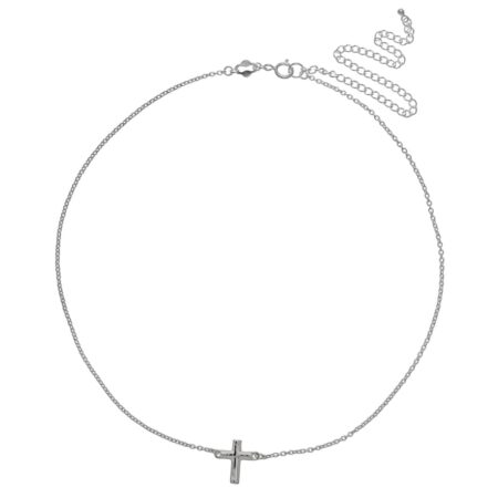 Primrose Sterling Silver Cross Choker Necklace, Women's, Size: 16"