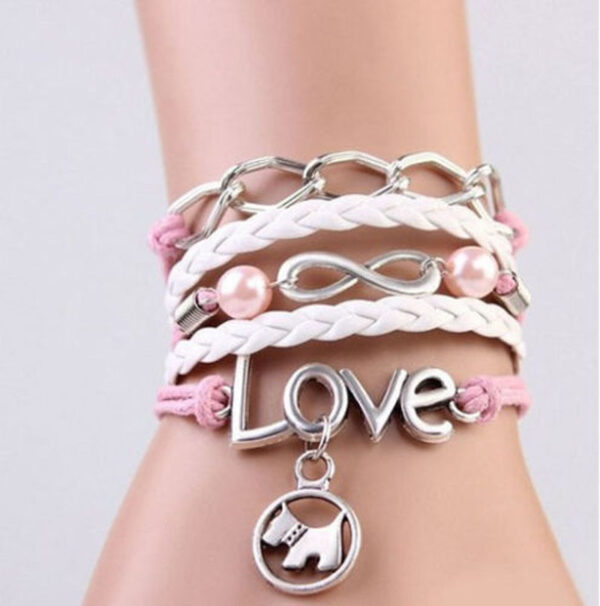 2018 NEW Bracalet Infinity Dog Love Friendship Antique Silver Plated Leather Cute Charm Bracelet
