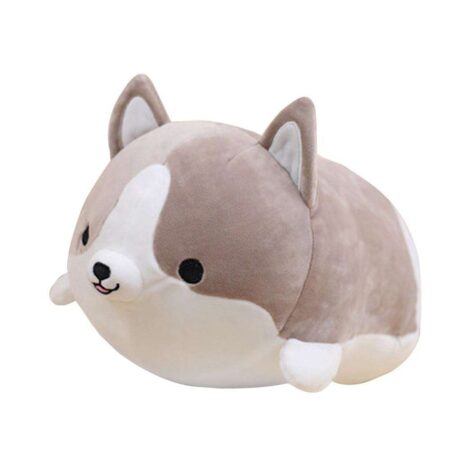 Cute Dog Plush Stuffed Toy Soft Cotton Puppy Pillow Gift for Kids(Grey)