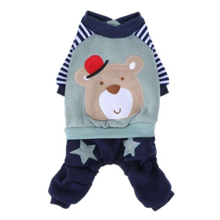 Dog Cartoon Bear Coat Jacket Clothing Winter Warm Sweater Puppy Clothes Costume Apparel Coat Size Ginger / Light blue XXS-L