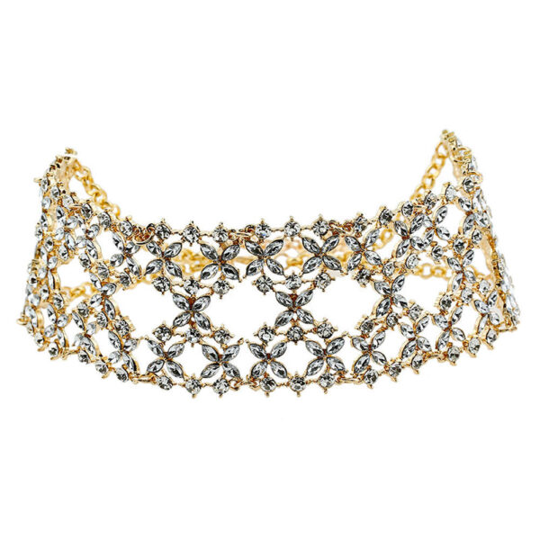 Luxury Diamond Crystal Rhinestone Charm Flower Pendant Choker Necklace
