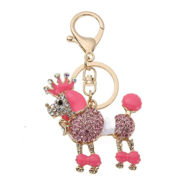 Popular Crown Dog Keychains Women Kids Bag Pendant Car Accessories Pink