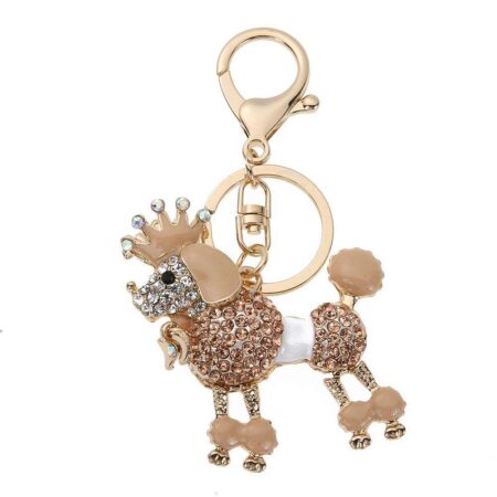 Popular Crown Dog Keychains Women Kid Bag Pendant Car Accessories Champagne