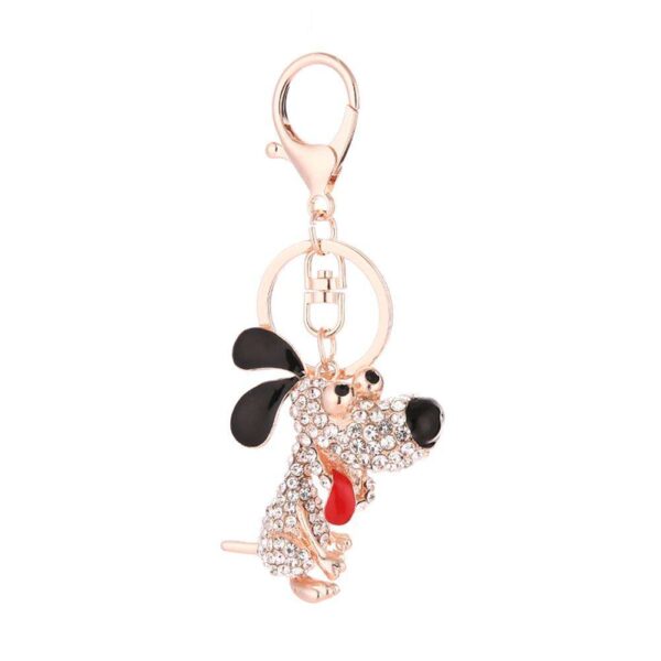 Cute Cartoon Dog Key Rings Shining Rhinestone Car Bag Pendant Keychain Gift