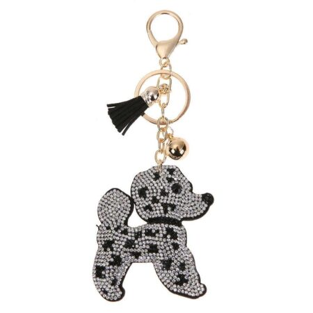 Elegant Cartoon Dog Rhinestones Keyring Cloth Pendant Car Key Holder Chains